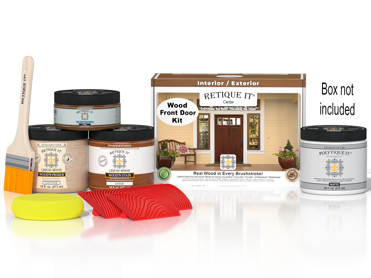 Wood'n Finish Front Door Kit - Cedar — Matte kit contents