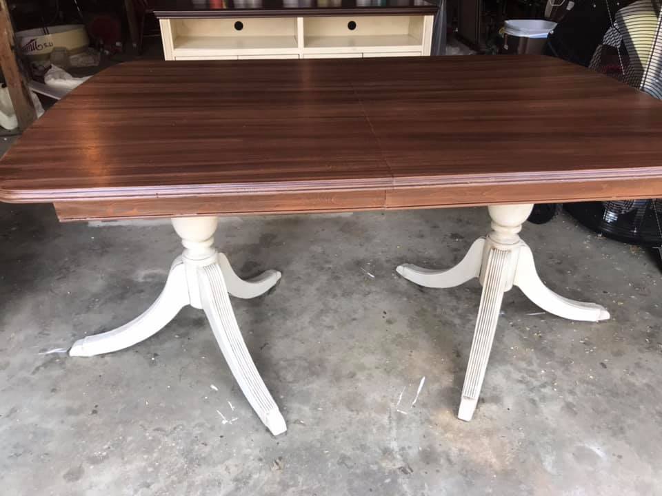 Table: Dark over Light Wood Grained with Java Stain