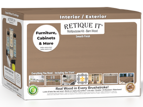 Retique It® Multi-purpose Smooth Finish Kit in barn wood color, exterior top coat wood finishing kit with four large containers.