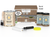 Retique It® Wood'n Cabinet Kit with 48 barn wood doors in a smooth stain finish, ideal for updating kitchen or cabinet interiors.