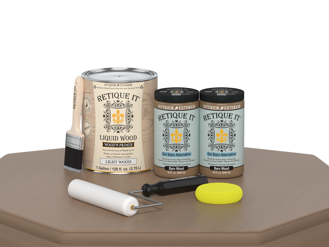 Retique It® Wood'n Cabinet Kit with 48 barn wood-style doors, smooth finish, designed for staining and cabinet renovation.
