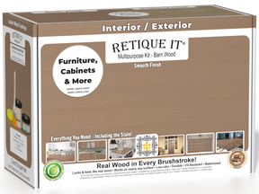 Retique It® Multi-purpose Smooth Finish Kit in Barn Wood for wood finishing and furniture restoration, includes application tools.