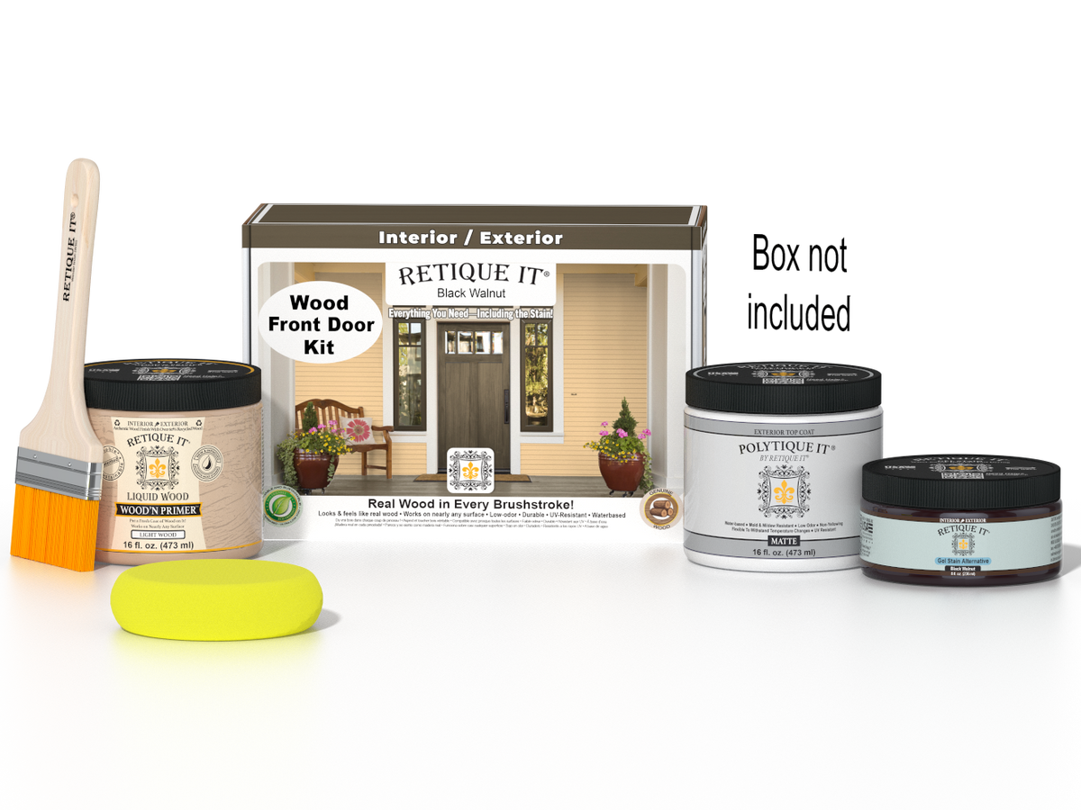 Wood'n Door Smooth Finish Kit - Black Walnut — Matte kit contents with door box