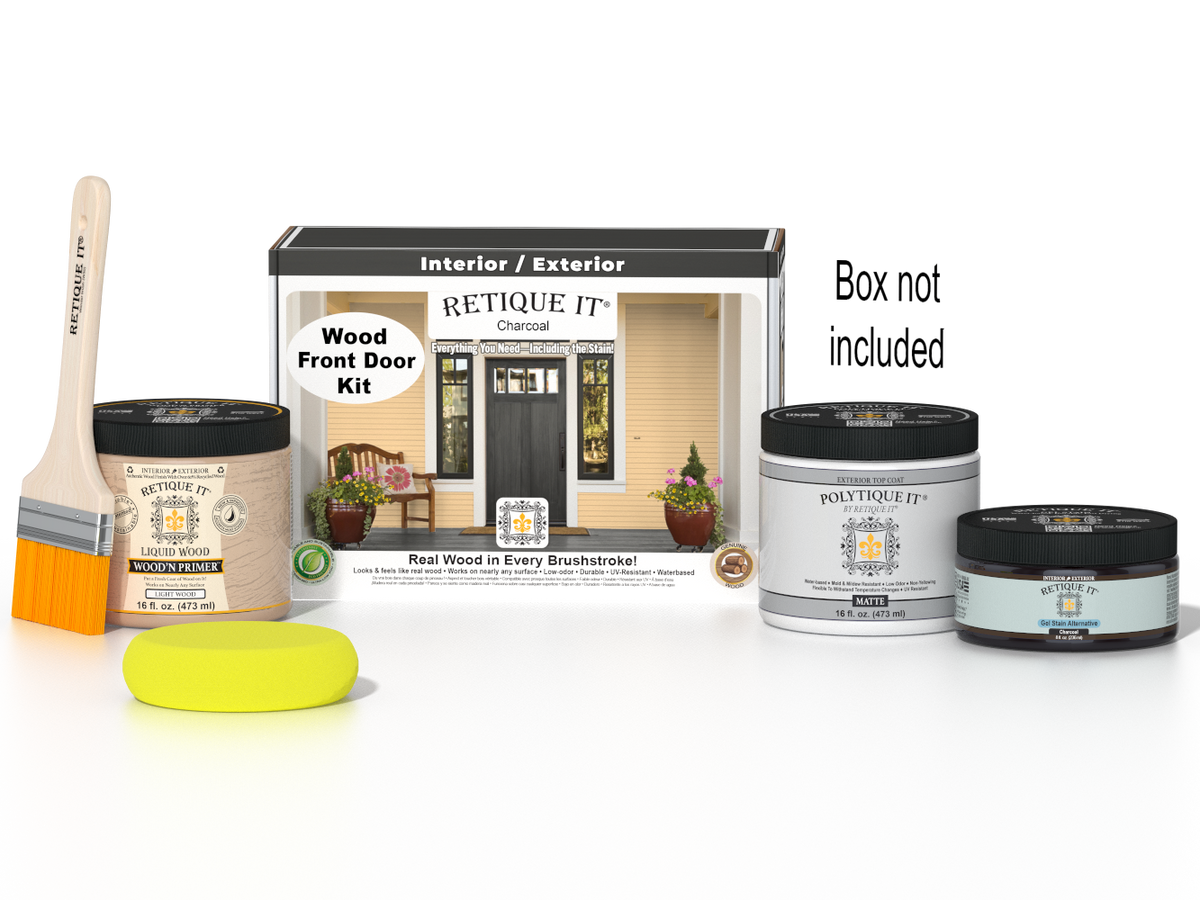 Wood'n Door Smooth Finish Kit - Charcoal — Matte kit contents with door box