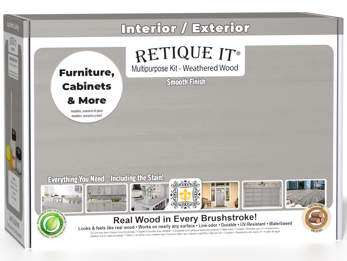 Retique It® Weathered Wood Multipurpose Kit box for interior and exterior furniture, cabinets, and more, featuring a smooth real wood finish.