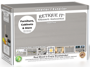 Retique It® Weathered Wood Multipurpose Kit box for interior and exterior furniture, cabinets, and more, featuring a smooth real wood finish.