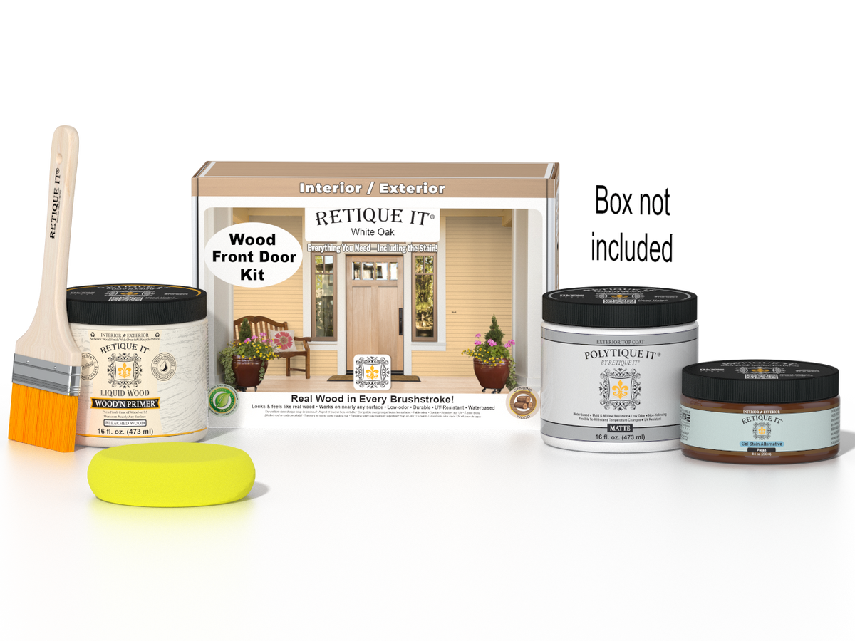 Wood'n Door Smooth Finish Kit - White Oak — Matte kit contents with door box
