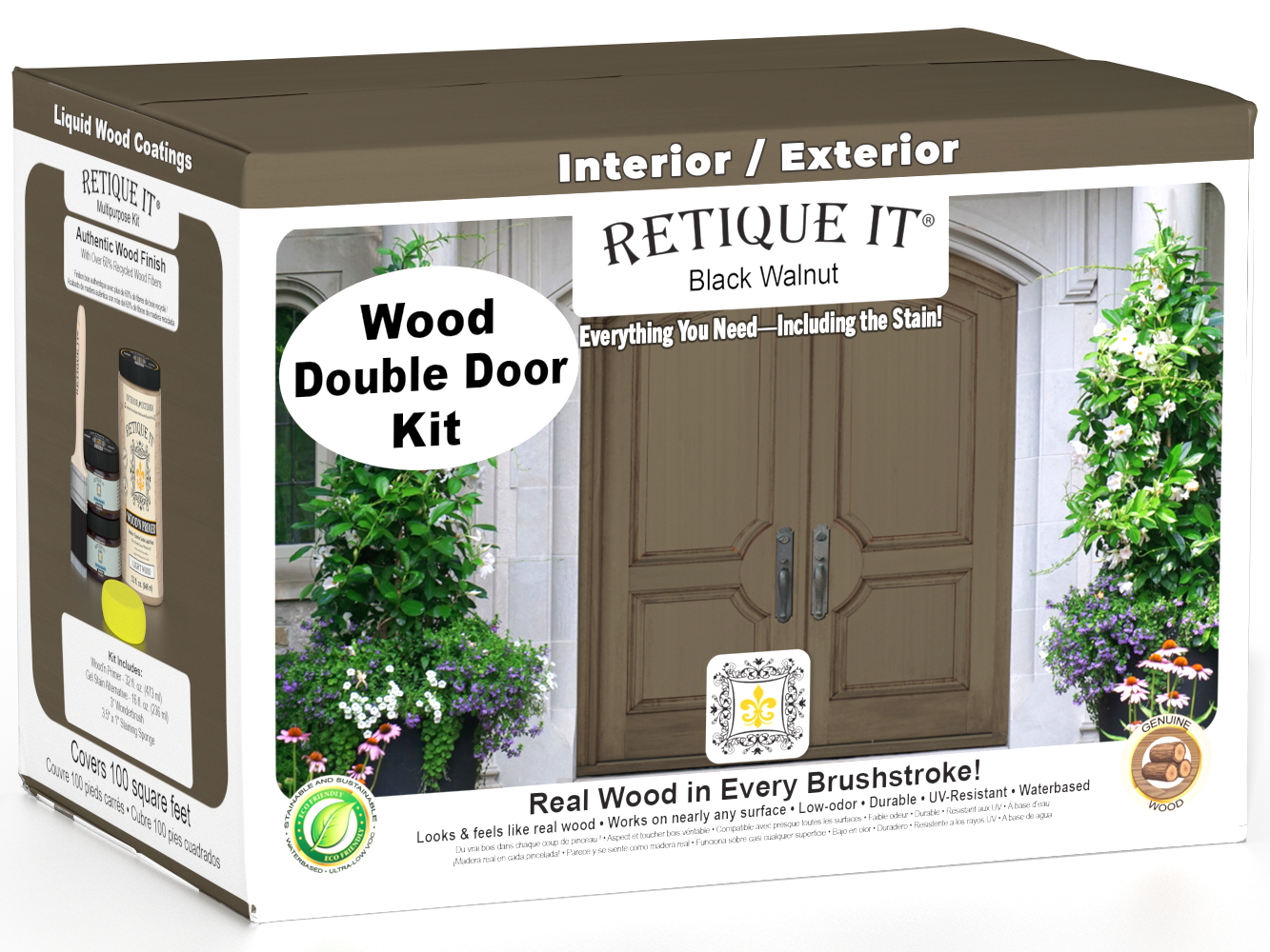 Wood'n Door Smooth Finish Kit (Double Door) - Black Walnut