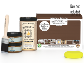 Large Dark Oak Wood'n Finish Kit by Retique It® for multi-purpose wood finishing projects, includes smooth finish tools and supplies.