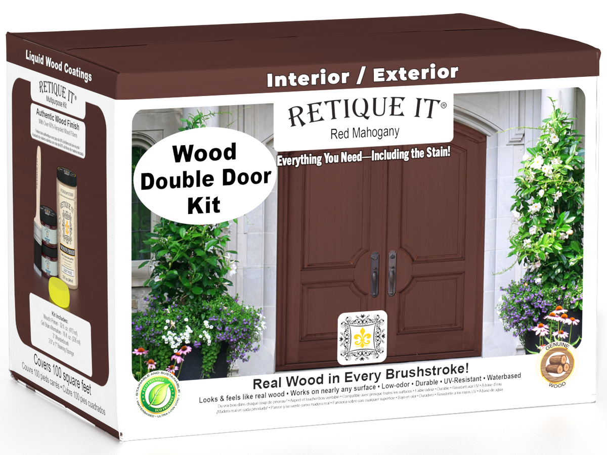 Wood'n Door Smooth Finish Kit (Double Door) - Red Mahogany — box hero