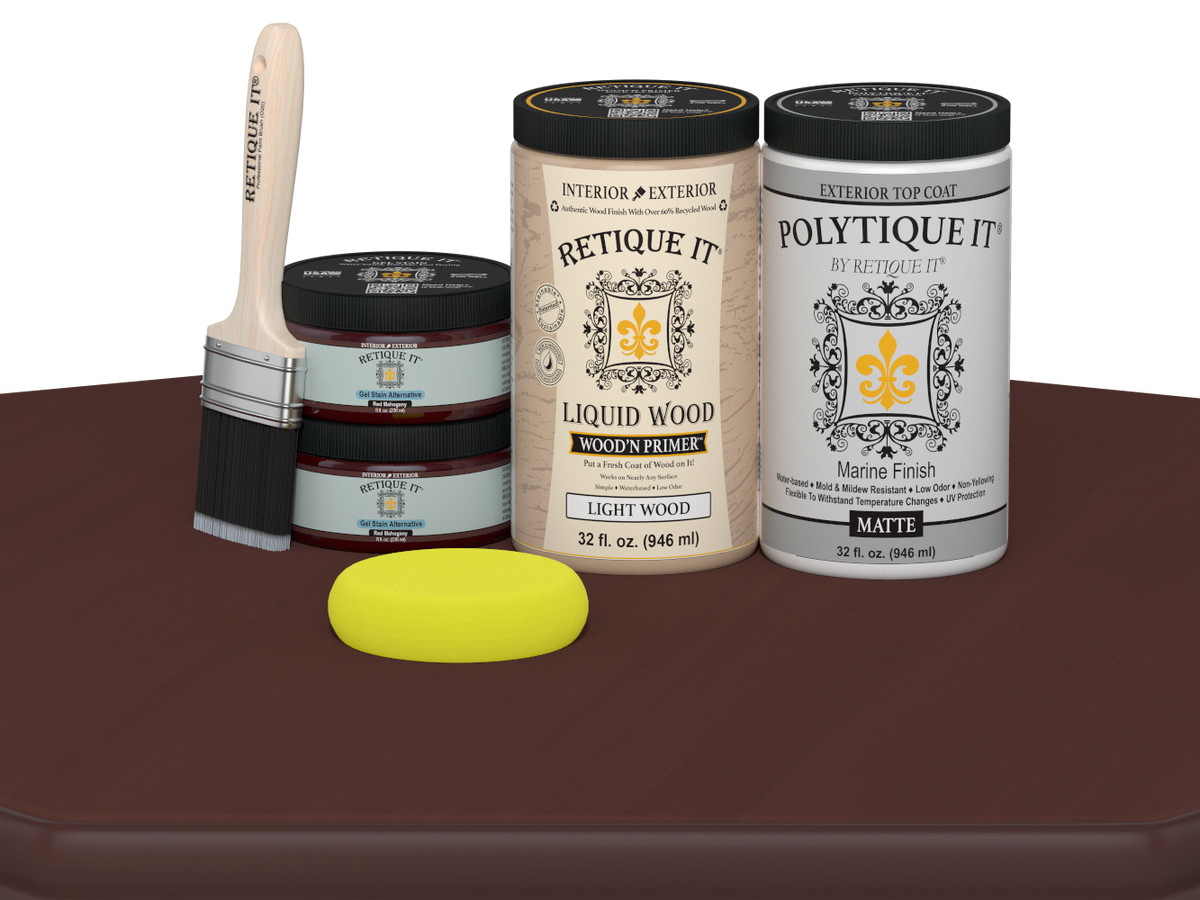 Wood'n Door Smooth Finish Kit (Double Door) - Red Mahogany — Matte kit contents