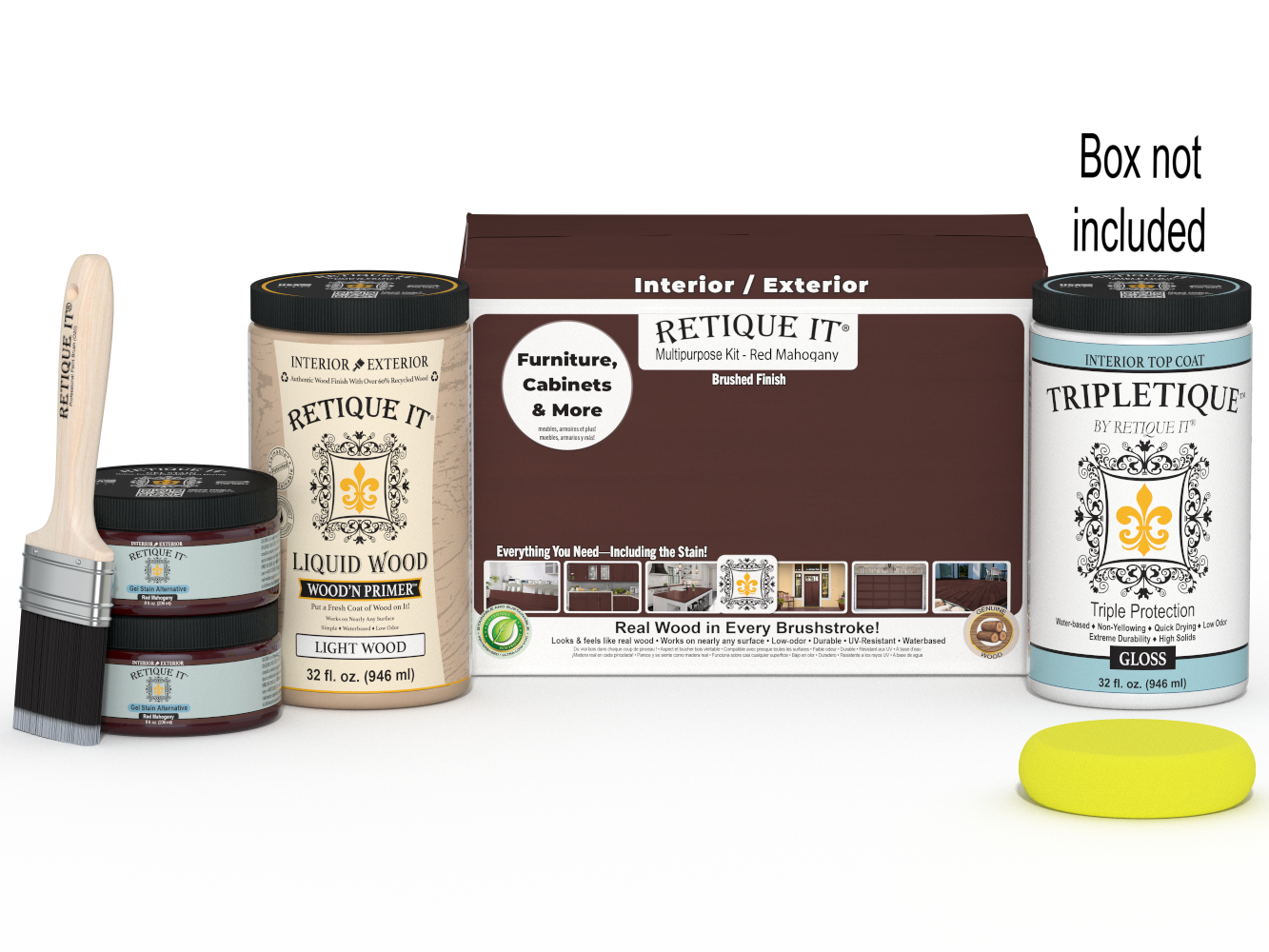 Large Red Mahogany Multi-purpose Smooth Finish Kit for interior wood surfaces by Retique It® Wood'n Finish Kits