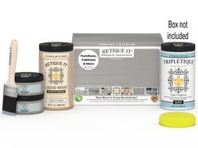 Large Weathered Wood Multi-purpose Smooth Finish Kit from Wood'n Finish Kits by Retique It® with top coat and tools.