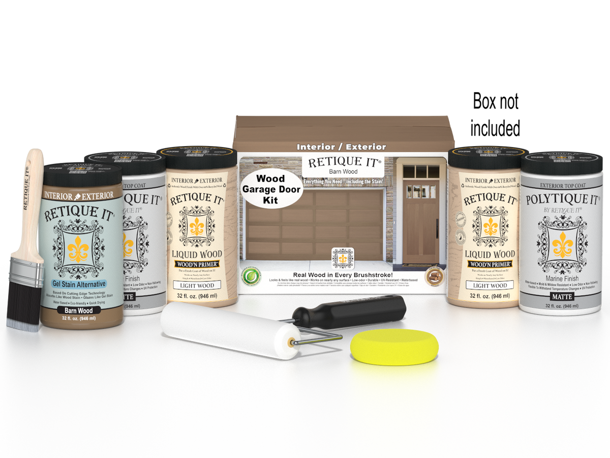 Wood'n Door Smooth Finish Kit (Front & Garage Door) - Barn Wood — Matte kit contents with door box