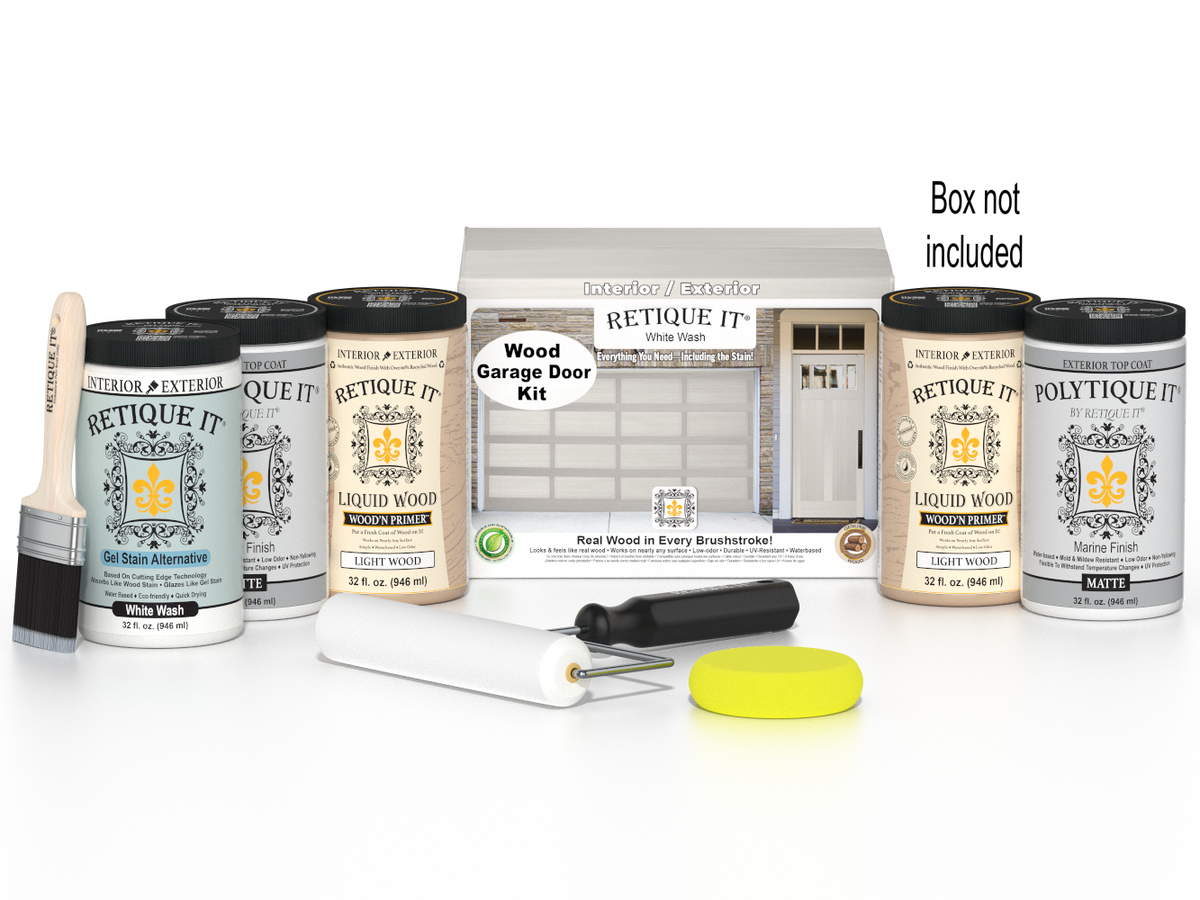 Wood'n Door Smooth Finish Kit (Front & Garage Door) - White Wash — Matte kit contents with door box