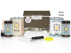 Retique It® Black Walnut multi-purpose smooth finish kit with four large interior top coat bottles and application tools.