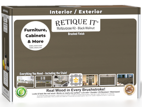 Retique It® Multi-purpose Smooth Finish Kit in Black Walnut for exterior wood, includes top coat, matte finish, medium size.