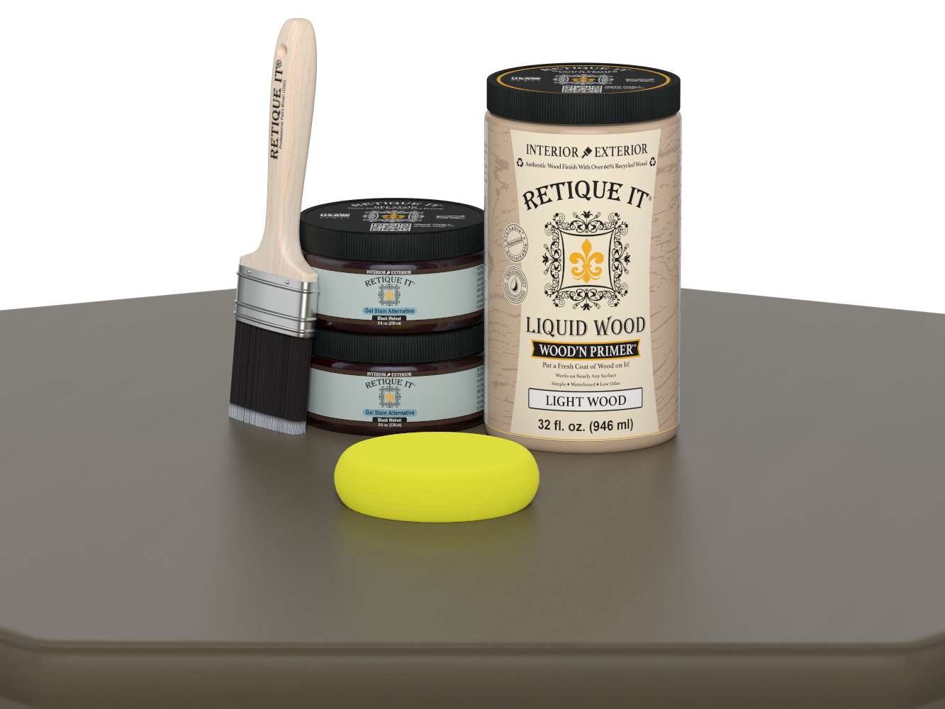 Large black walnut wood finish kit from Retique It® with smooth finish, designed for multi-purpose woodworking projects.