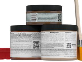 Retique It® Multi-purpose Wood'n Kit in cedar for wood finishing, featuring applicators and product details on the back panel.
