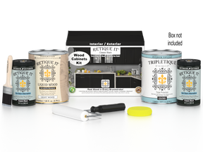 Retique It® Wood'n Cabinet Kit with 48 black, smooth cabinet doors, stains included, designed for classic black kitchen cabinets.
