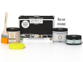 Retique It® Multi-purpose Smooth Finish Kit in classic black for wood exterior top coat, includes application tools and components.