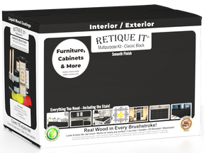 Retique It® Multi-purpose Smooth Finish Kit (Large) in classic black with wood finishing tools and supplies in a box.