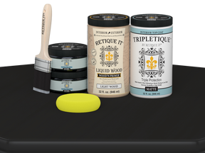 Large Classic Black wood finish kit by Retique It® with matte interior top coat and smooth finish for woodworking projects.