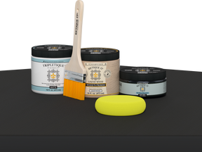 Retique It® Multi-purpose Smooth Finish Kit in Classic Black for interior wood projects, including top coat application with matte finish.