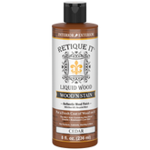 Liquid Wood Wood'n Stain by Retique It in Cedar color, 8 oz bottle, showing the stain's rich cedar wood finish.