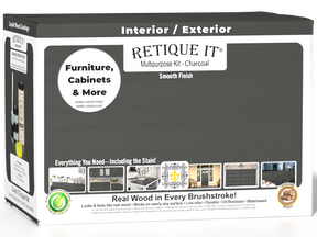 Large Charcoal wood finish kit from Retique It® with smooth finish, includes tools and materials for multi-purpose wood projects.