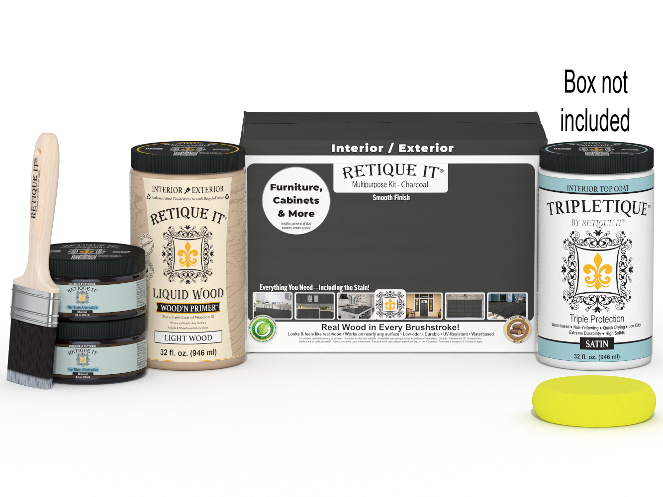 Retique It® Wood'n Cabinet Kit with 12 smooth charcoal stain doors, ideal for kitchen or bathroom cabinetry.