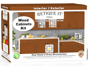Cherry Wood'n Cabinet Kit with 12 smooth doors, stain finish by Retique It® for stylish kitchen or pantry cabinetry.