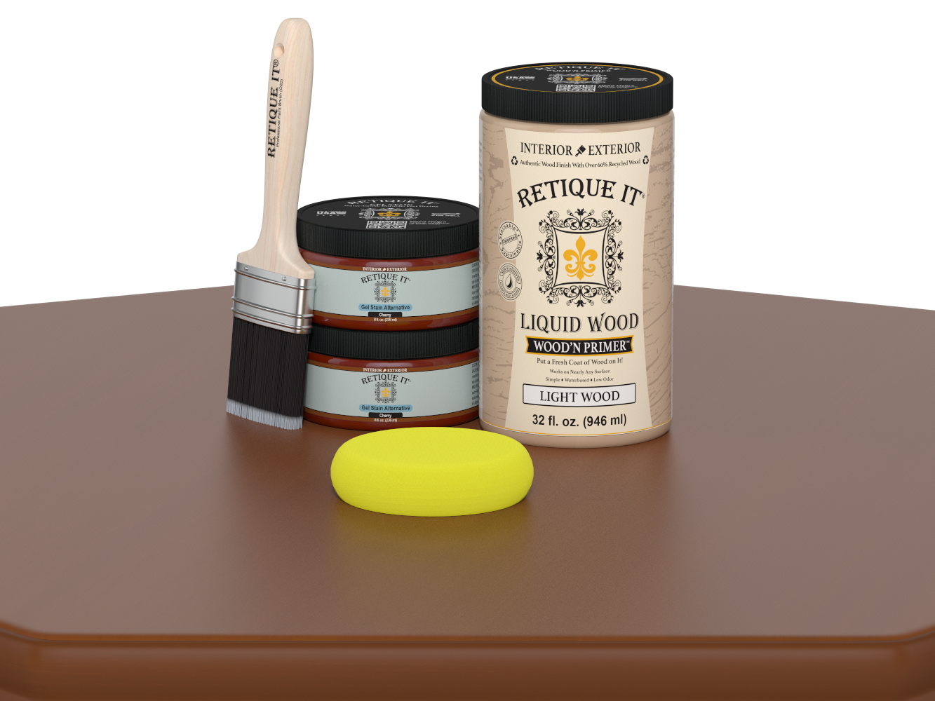 Retique It® Multi-purpose Smooth Finish Kit (Large) in Cherry for wood furniture with smooth finish application.