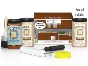 Retique It® Wood'n Cabinet Kit with 24 cherry stain cabinet doors, smooth finish, ideal for kitchen or bathroom cabinetry.