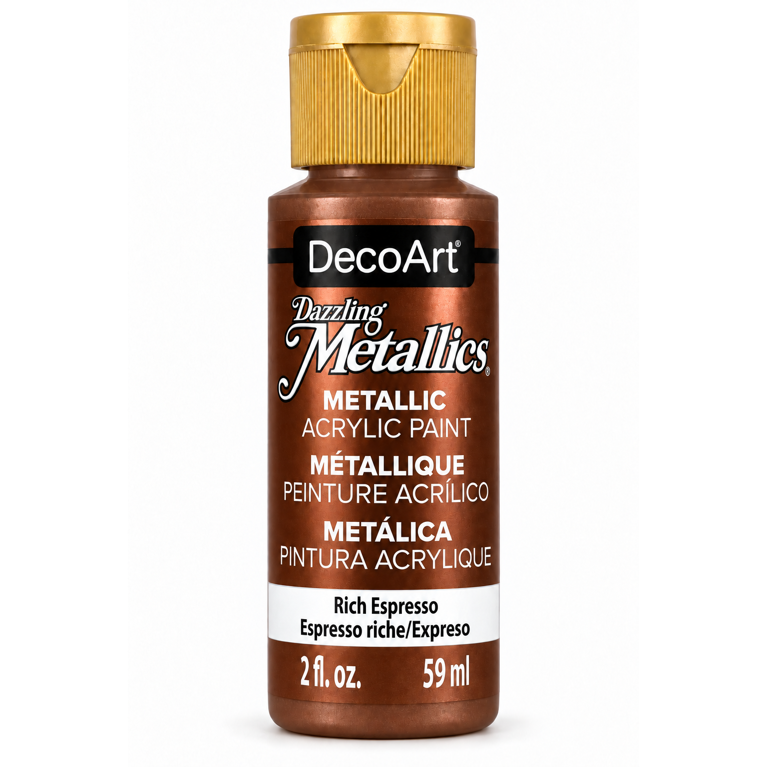 DecoArt Dazzling Metallics Rich Espresso acrylic paint, 2 oz bottle
