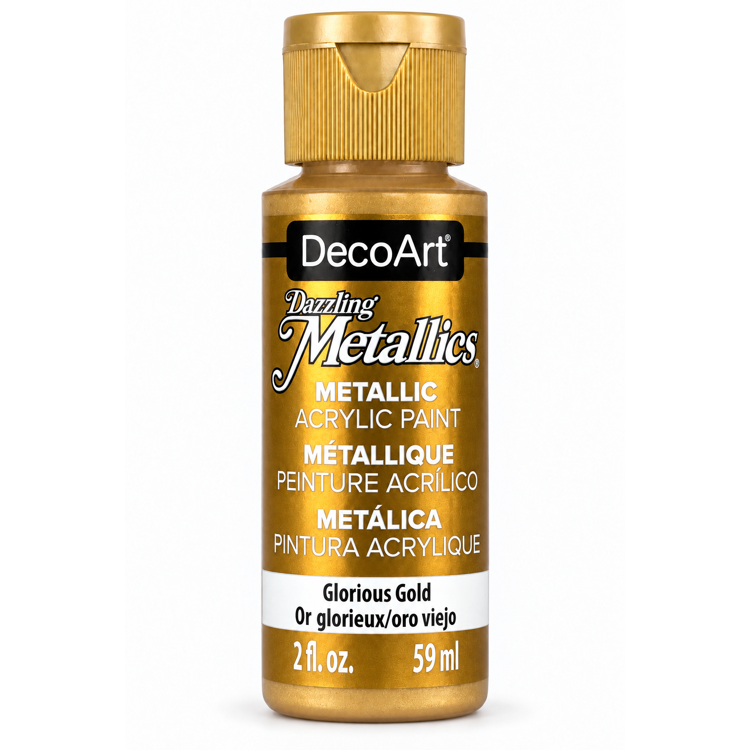 DecoArt Dazzling Metallics Glorious Gold acrylic paint, 2 oz bottle