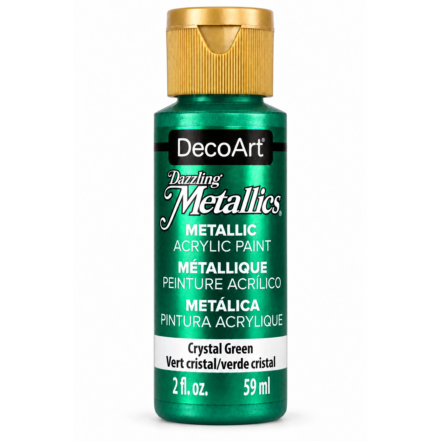 DecoArt Dazzling Metallics Crystal Green acrylic paint, 2 oz bottle