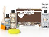 Retique It Multi-purpose Smooth Finish Kit in Dark Oak for exterior wood, includes top coat and satin finish in a paint box.