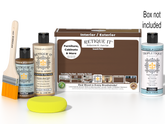 Retique It Multi-purpose Smooth Finish Kit in Dark Oak for interior wood projects, includes top coat and application tools.