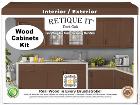 Dark oak Wood'n Cabinet Kit with 48 smooth doors from Retique It®, featuring a stained wood finish for kitchen or bathroom cabinets.