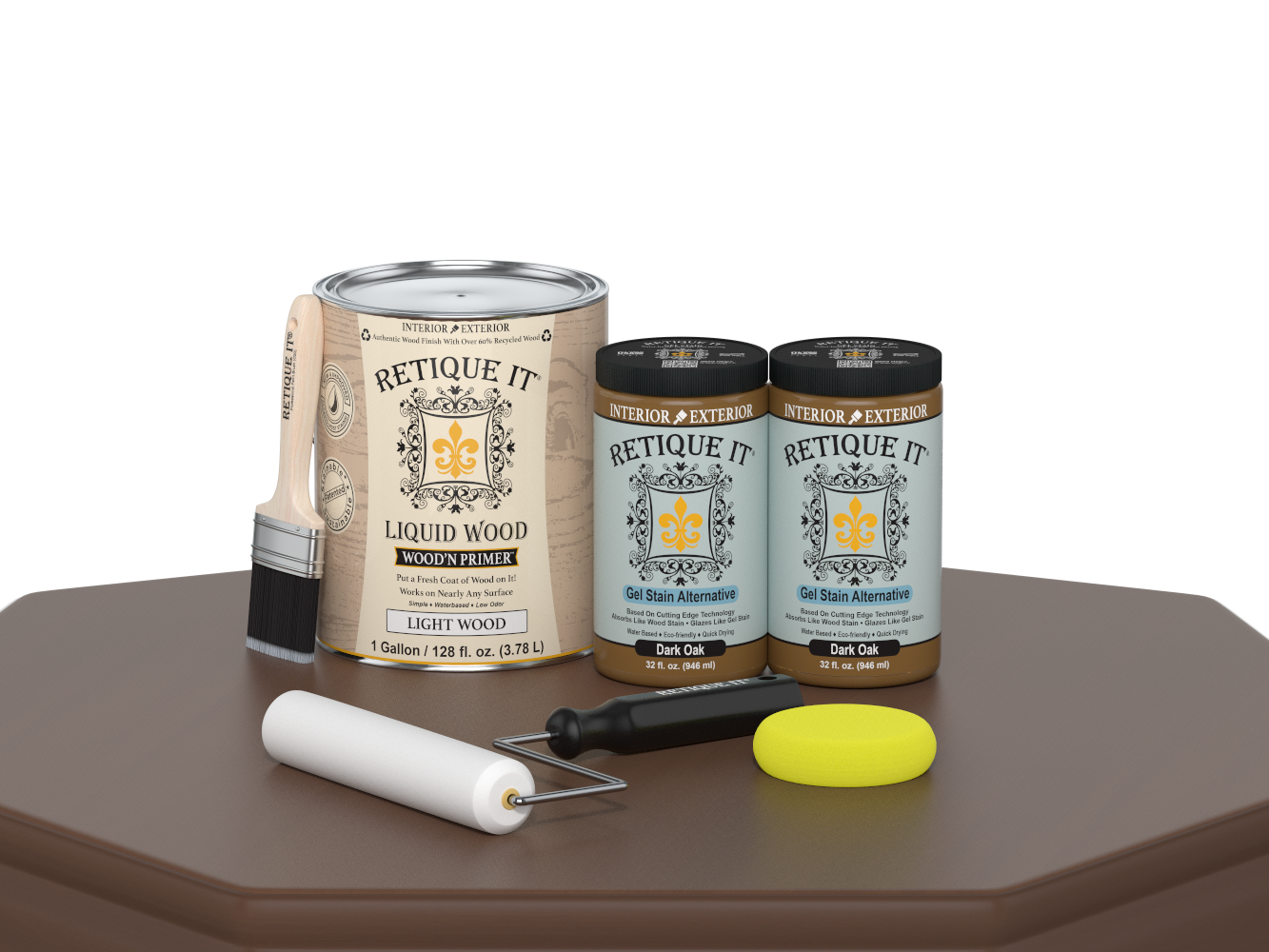 Dark oak Wood'n Cabinet Kit with 48 smooth doors from Retique It® for staining and refinishing cabinetry.