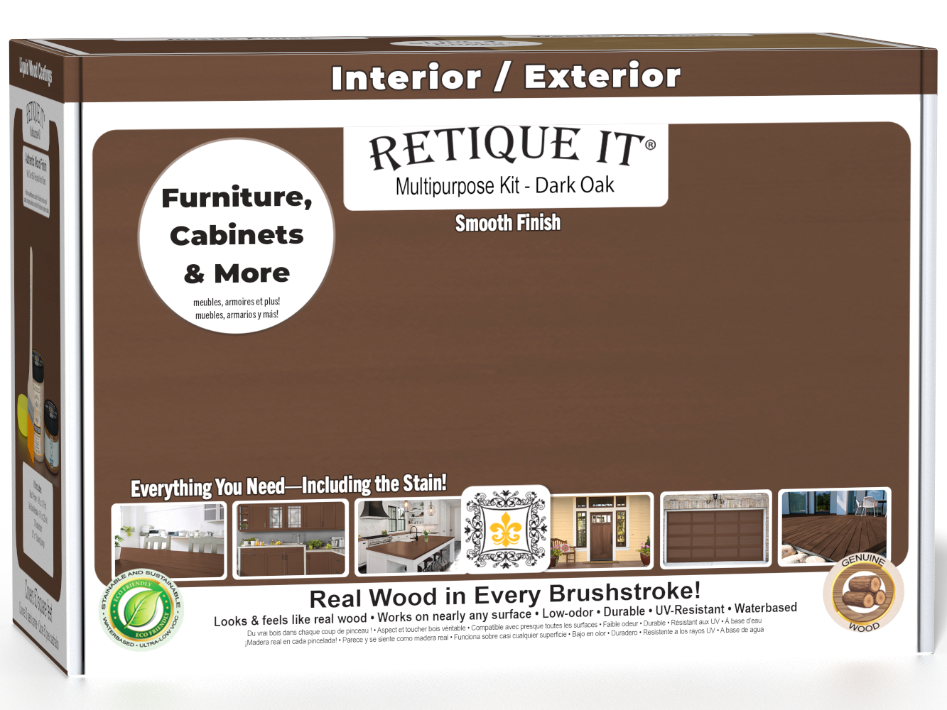 Retique It® Multi-purpose Smooth Finish Kit in Dark Oak for interior top coat, featuring a wood finish kit with a matte finish.