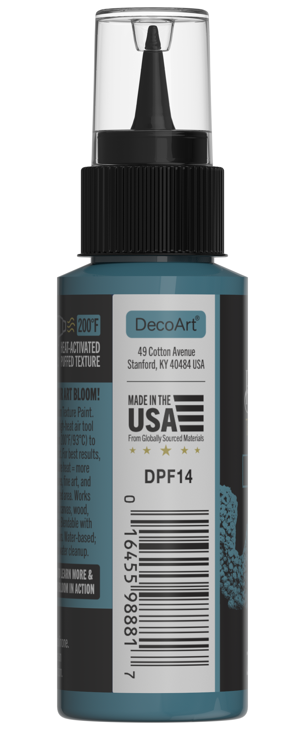 Retique It® Bloom Texture Paint 4pk in Patina Teal, showing textured paint cans with teal and greenish-blue finish.