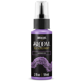 DecoArt Bloom Texture Paint in Lavender Ash color, showing a close-up of the textured lavender-gray paint on a surface.