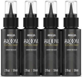 Retique It® Bloom Texture Paint 4-pack in Carbon Void Black, showing textured paint cans with black finish for home decor.