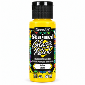DecoArt Stained Glass Paint in yellow, 2 oz bottle for decorative glass projects
