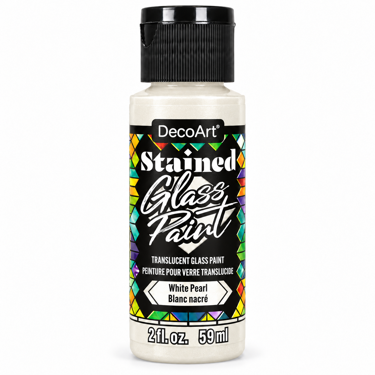 DecoArt Stained Glass Paint in White Pearl, 2 oz bottle