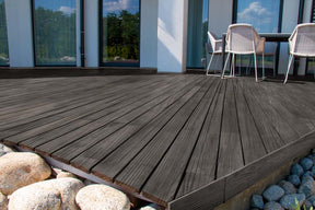 Retique It Wood'n Finish Kit in Harbor Gray, with four large containers of interior top coat for wood decking and surfaces.