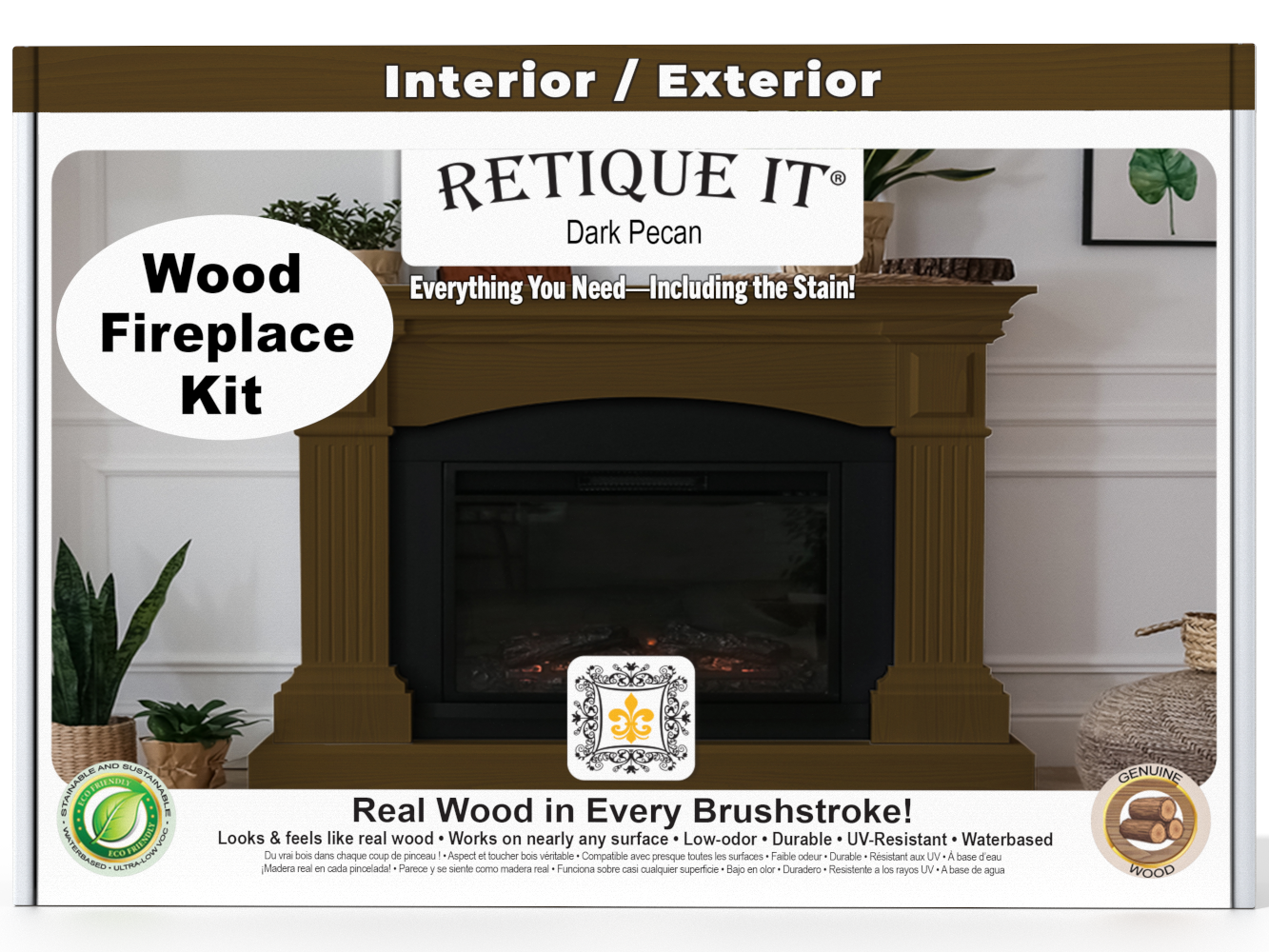 Fireplace Wood'n Finish Kit (Full Fireplace) - Dark Pecan