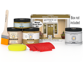 Retique It Wood'n Finish Old Oak front door kit with stain, featuring a natural oak wood appearance and door hardware.